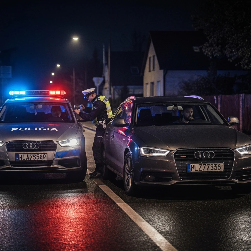 Żyrardów: Nocna kontrola na drodze zakończona aresztowaniem. Kierowca z amfetaminą i bez prawa jazdy!