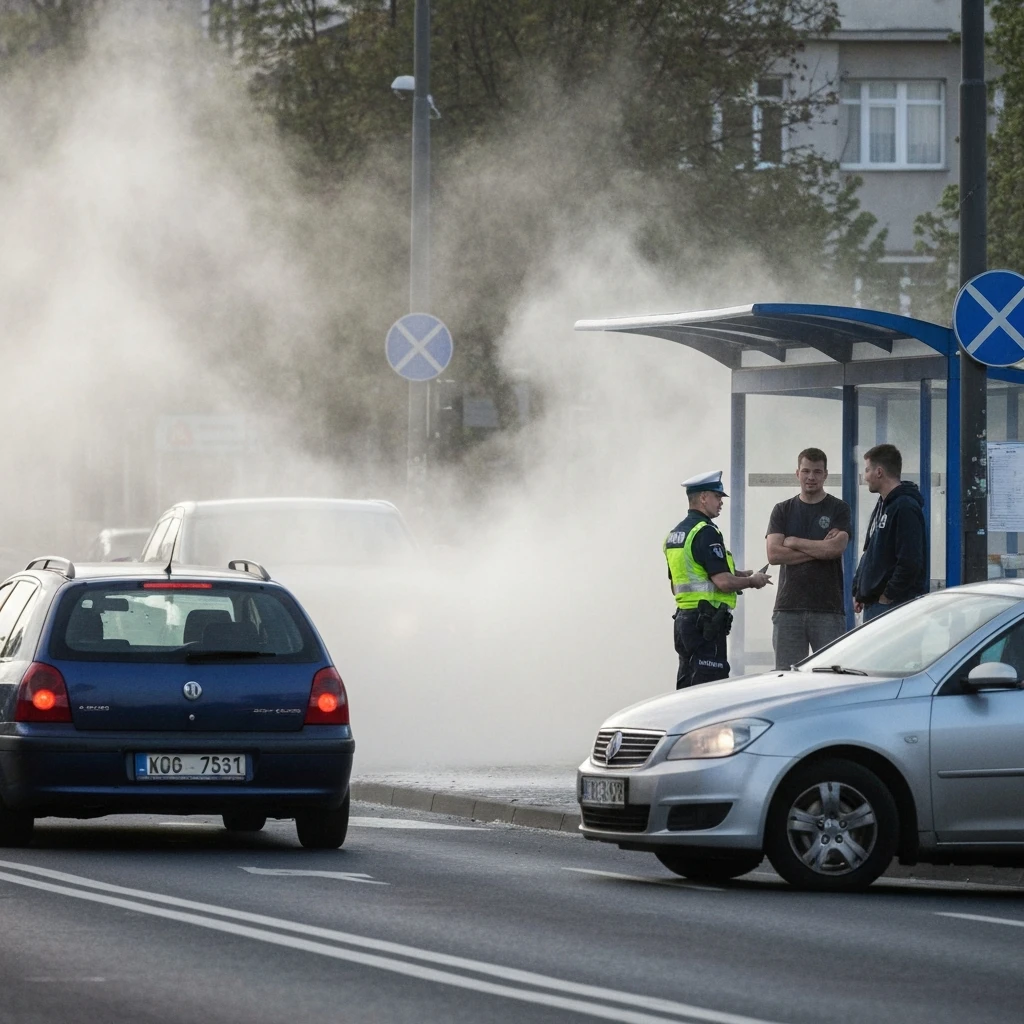 Chmura proszku z gaśnic na ruchliwej ulicy. Sprawcy zatrzymani dzięki monitoringowi