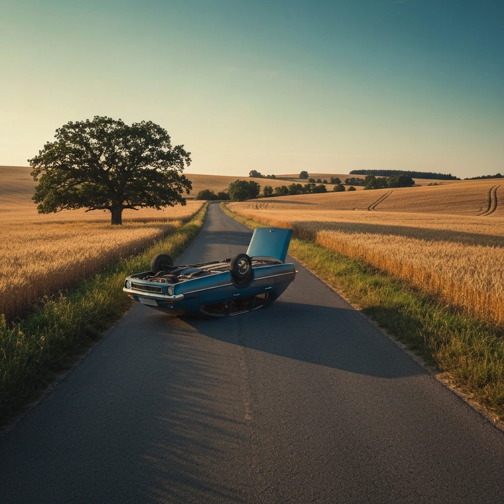 Tragiczny poranek w Ławach: Kobieta zginęła po dachowaniu samochodu