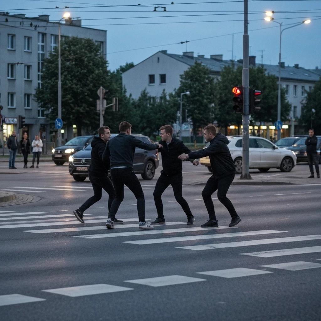 Awantura o nastolatkę zakończona bójką na środku skrzyżowania w Łomży