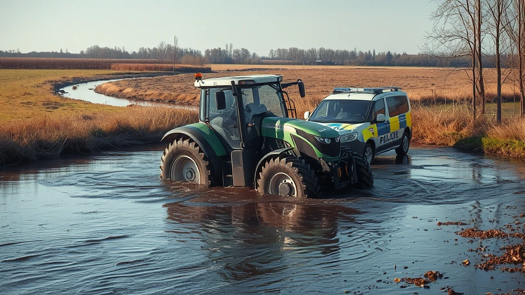 Ucieczka ciągnikiem zakończona w rzece. 20-latek bez okularów pędził w stronę miasta
