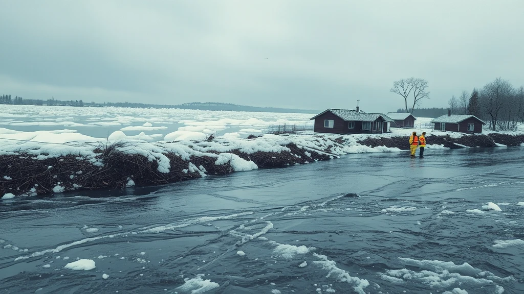 Zator lodowy na Wkrze. Ponad 20 posesji zalanych, służby rozważają wysadzenie kry