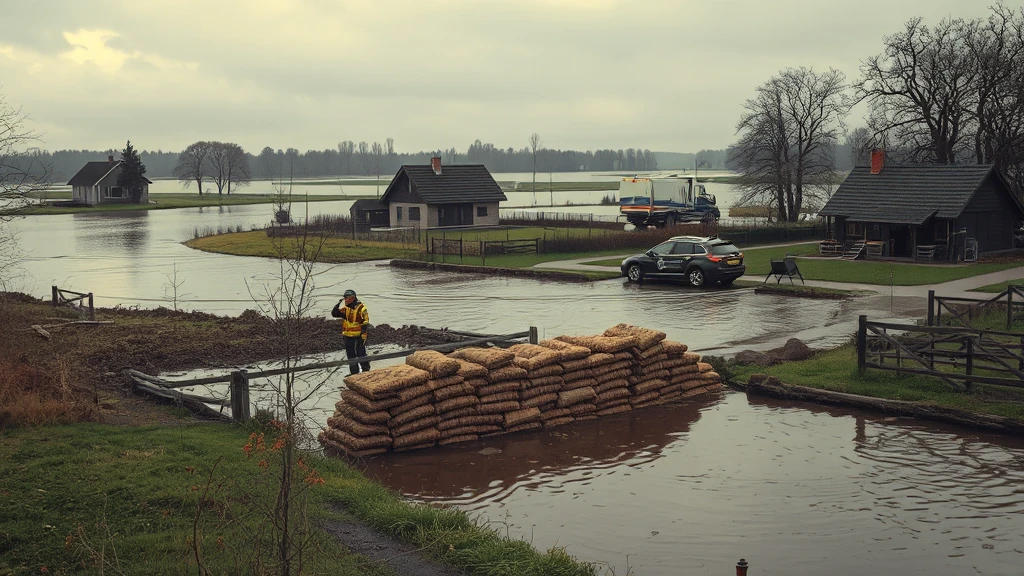 Zator lodowy na Wkrze: Woda zalała posesje w Błędowie, służby w akcji