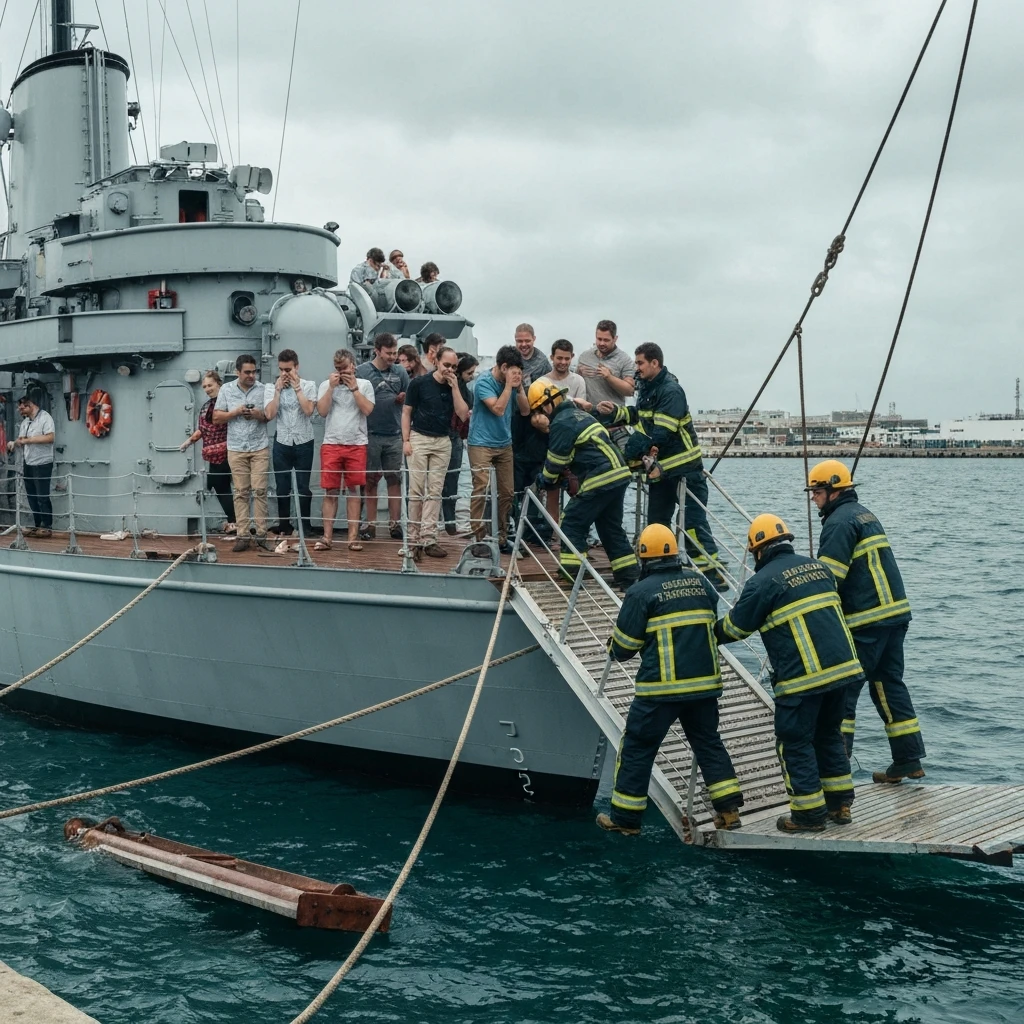 Niezwykła akcja ratunkowa: Zwiedzający uwięzieni na zabytkowym niszczycielu!