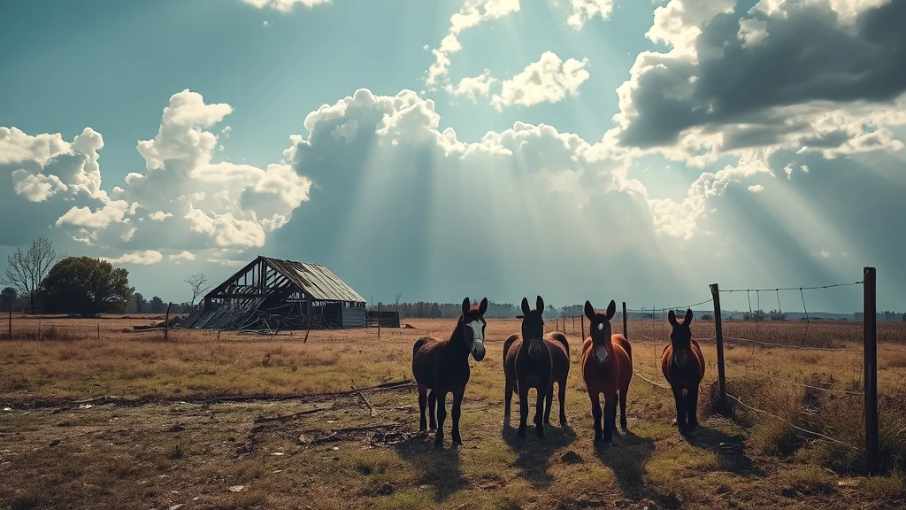 Potężne burze przetaczają się przez USA. Wiatr zniszczył stodołę z osłami!