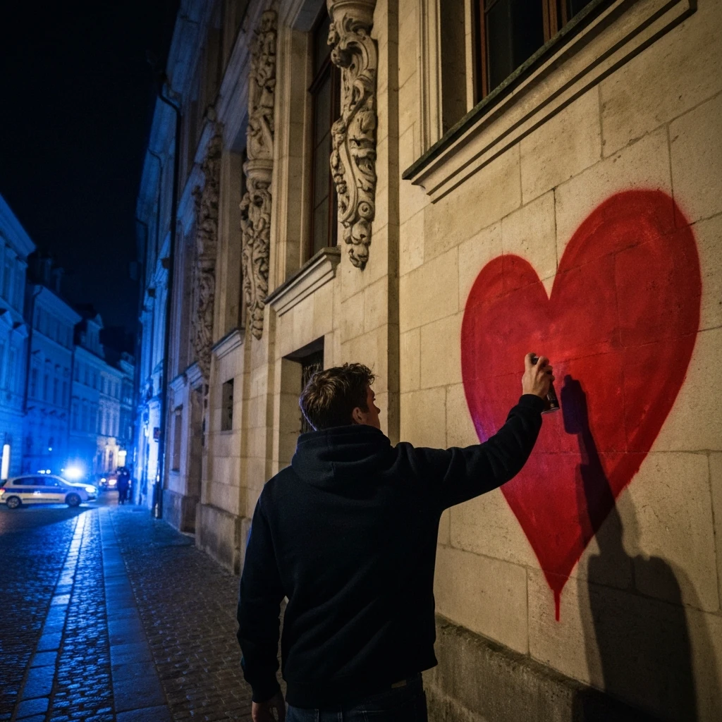 Miłość na zabytkowej ścianie. 44-latek odpowie za serce namalowane w Świdnicy