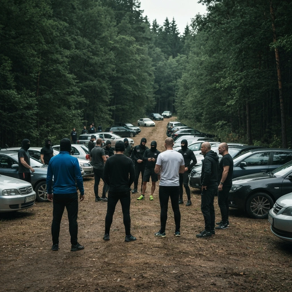 Pseudokibice zatrzymani w lesie koło Zalewu Mietkowskiego. Tłumaczyli policji, że przyszli na grzyby
