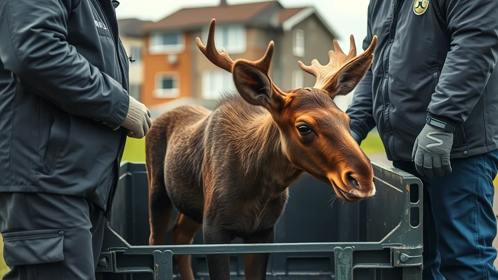 Łoś w centrum Brwinowa uratowany! Nietypowa interwencja i pomoc mieszkańców