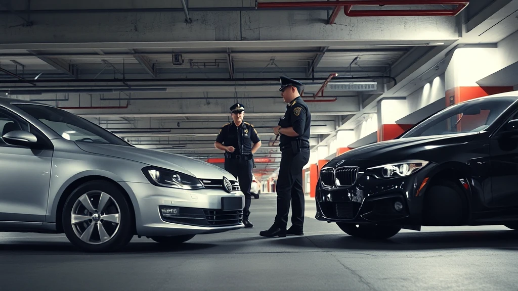 Kolizja na parkingu w Pruszkowie. Volkswagen zderzył się z BMW. Policja wyjaśnia okoliczności.