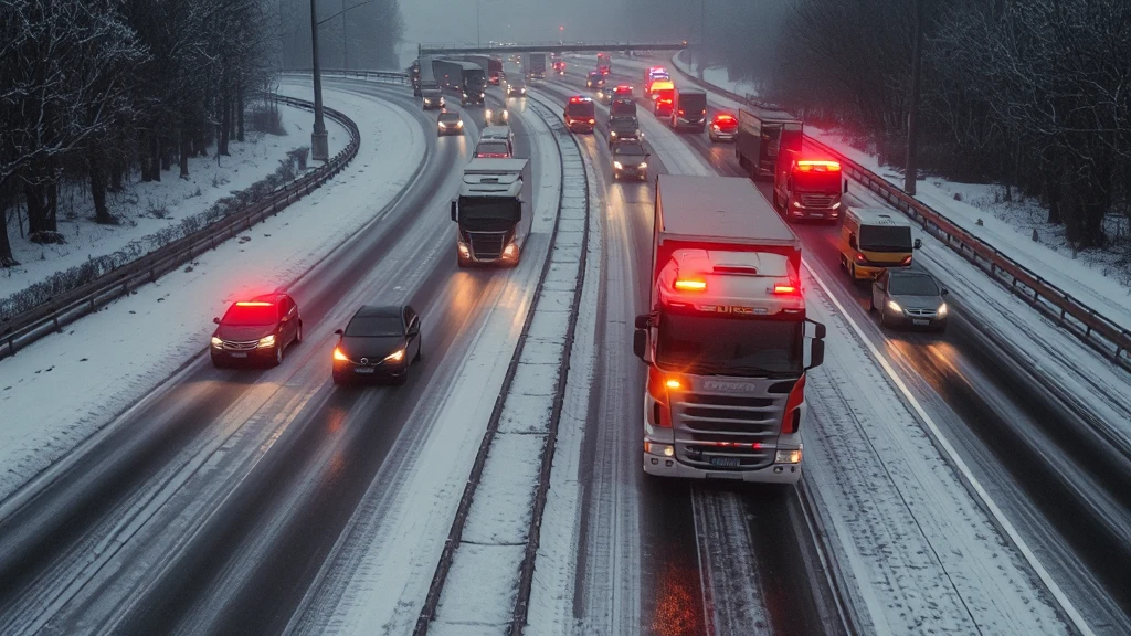 Tragiczny wypadek na A2: Śmierć pasażerki po zderzeniu z ciężarówkami w trudnych warunkach