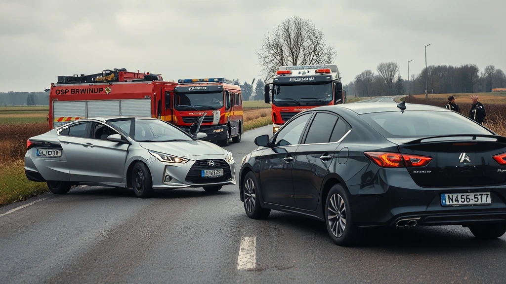 Poranna kolizja w Koszajcu: Dwa samochody zderzyły się na drodze, interwencja służb