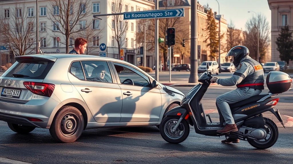 Kolizja na skrzyżowaniu Słowackiego i Kościuszki. Kierująca skodą ukarana mandatem, kierowca skutera trafił do szpitala.