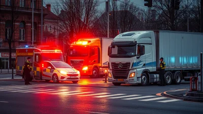 Zderzenie osobówki z ciężarówką na ulicy Inżynierskiej w Sochaczewie. Na miejscu pracują służby.